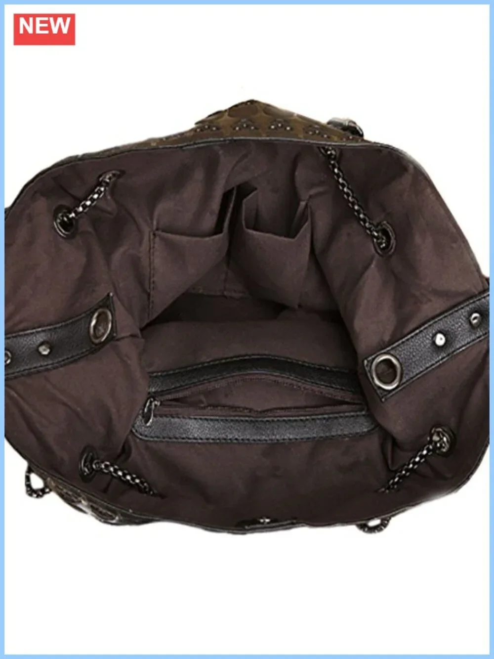 Faux Leather Skull Print Hobo Tote Shoulder Bag with Insert and Gift